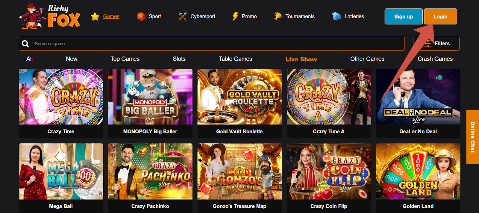 Richy Fox Casino Personal Cabinet 