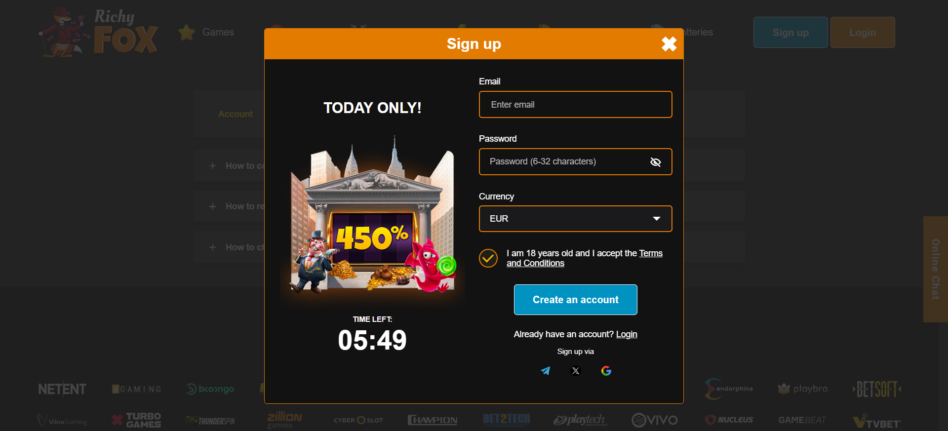 Richy Fox Casino Registration